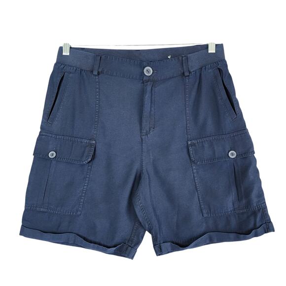 Soft Surroundings Womens Pali Shorts Size Medium Navy Blue Cargo Relaxed Modest - Picture 1 of 11
